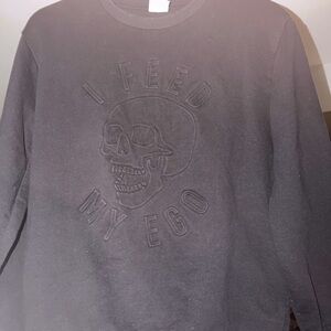 Zara Black Embossed Skull Men's Sweater. Size: LARGE (Slim fitting)